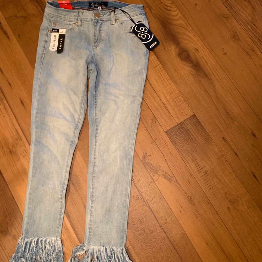 Light Wash Fringe Jeans